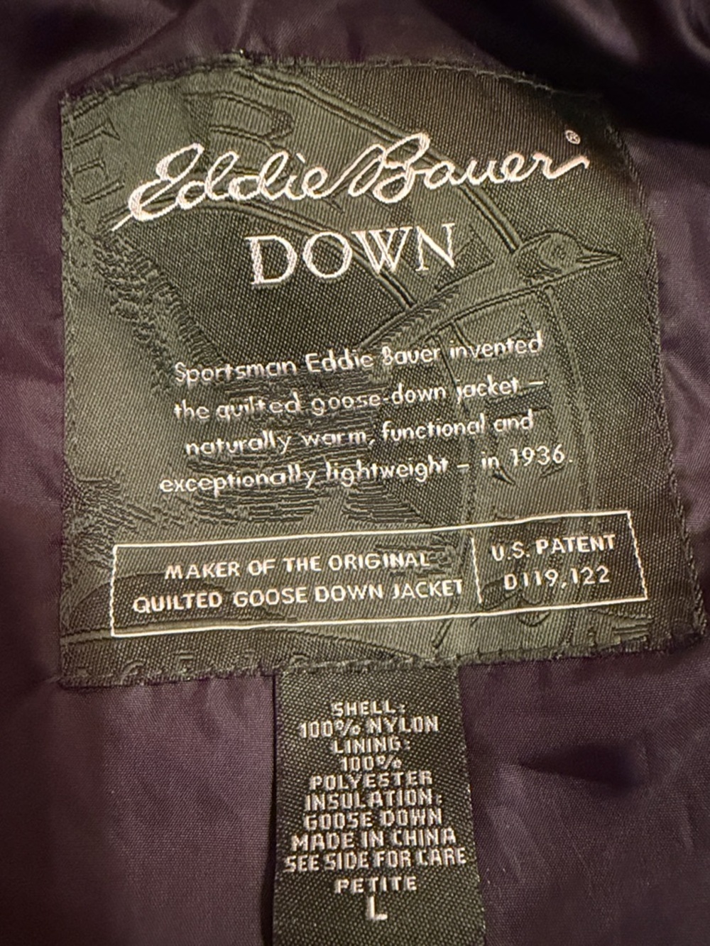 Eddie Bauer Woman's Petite Large Copper Goose Down Chevron Quilted Zip Up Vest - Picture 9 of 10